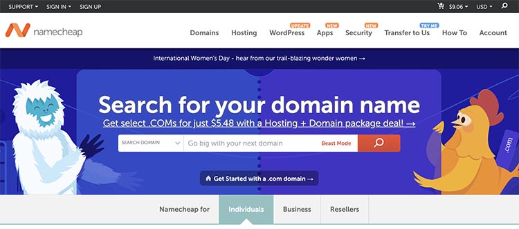 Namecheap Homepage